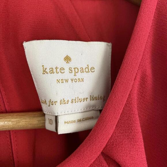 KATE SPADE coral off the shoulder pleated mini dress sz 10 - Picture 4 of 4